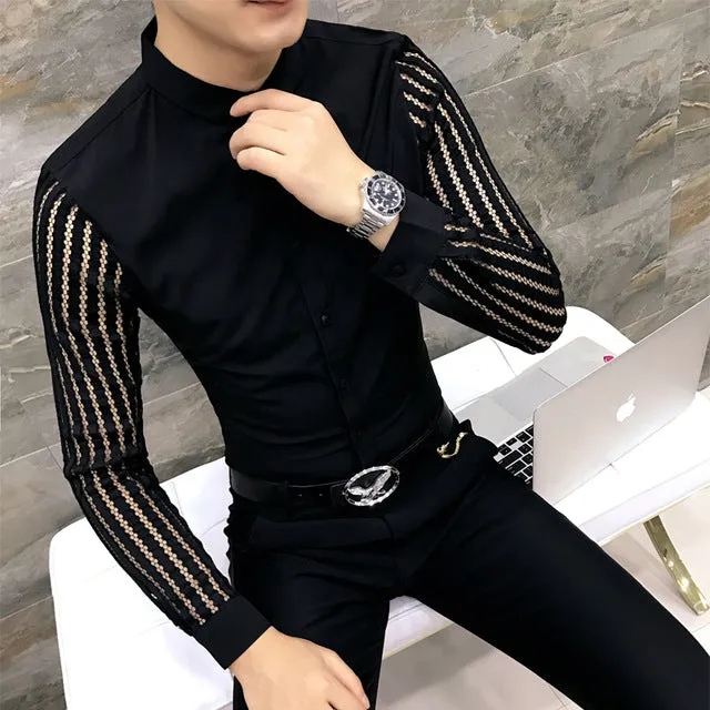 Men's Autumn Long Sleeved Shirt With Lace