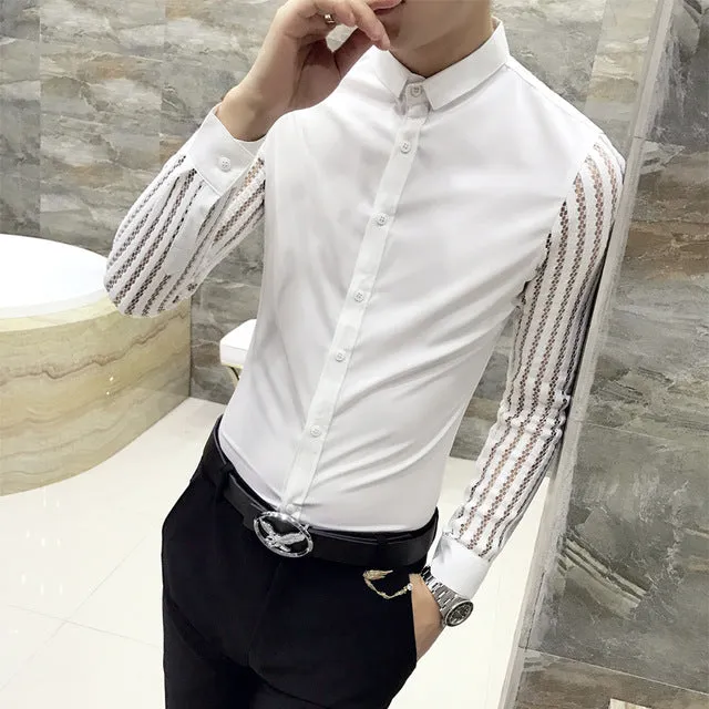 Men's Autumn Long Sleeved Shirt With Lace