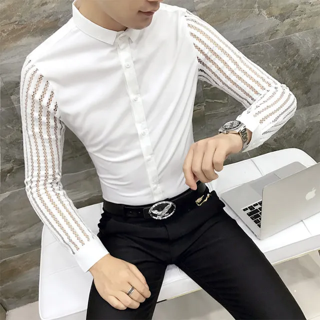 Men's Autumn Long Sleeved Shirt With Lace