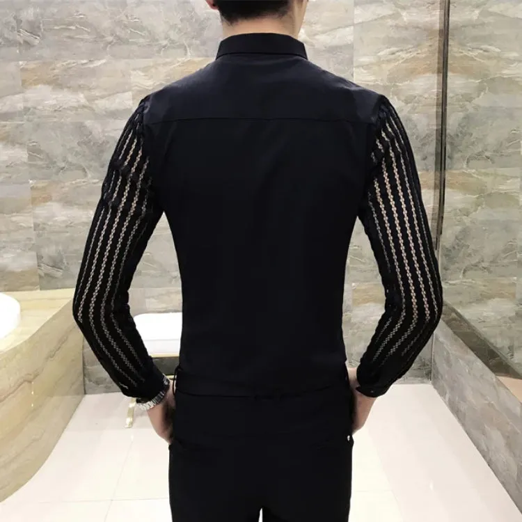 Men's Autumn Long Sleeved Shirt With Lace