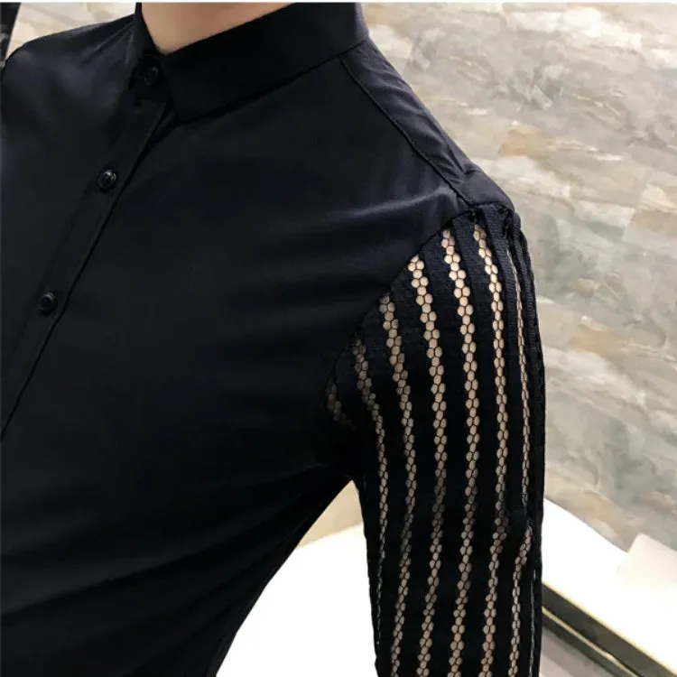 Men's Autumn Long Sleeved Shirt With Lace