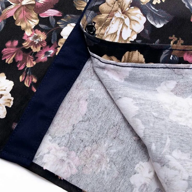 Men's Casual Cotton Long Sleeved Shirt With Floral Print