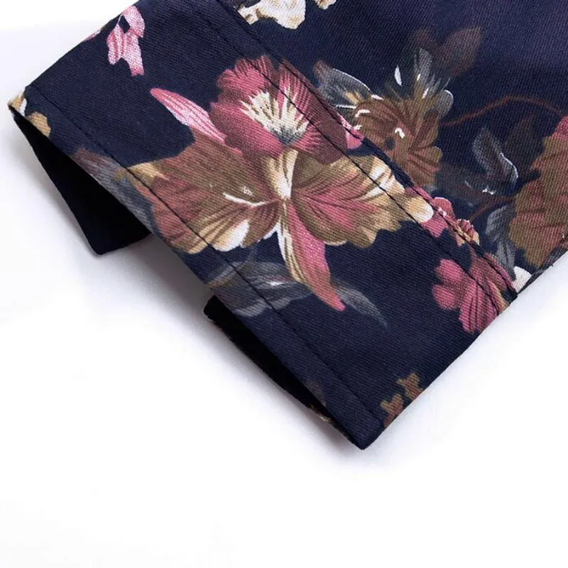 Men's Casual Cotton Long Sleeved Shirt With Floral Print