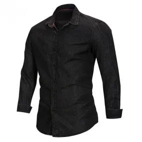 Men's Casual Long Sleeved Denim Shirt | Plus Size
