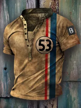 Men's Casual Vintage Style Short Sleeve Tops T-shirt L 070591392