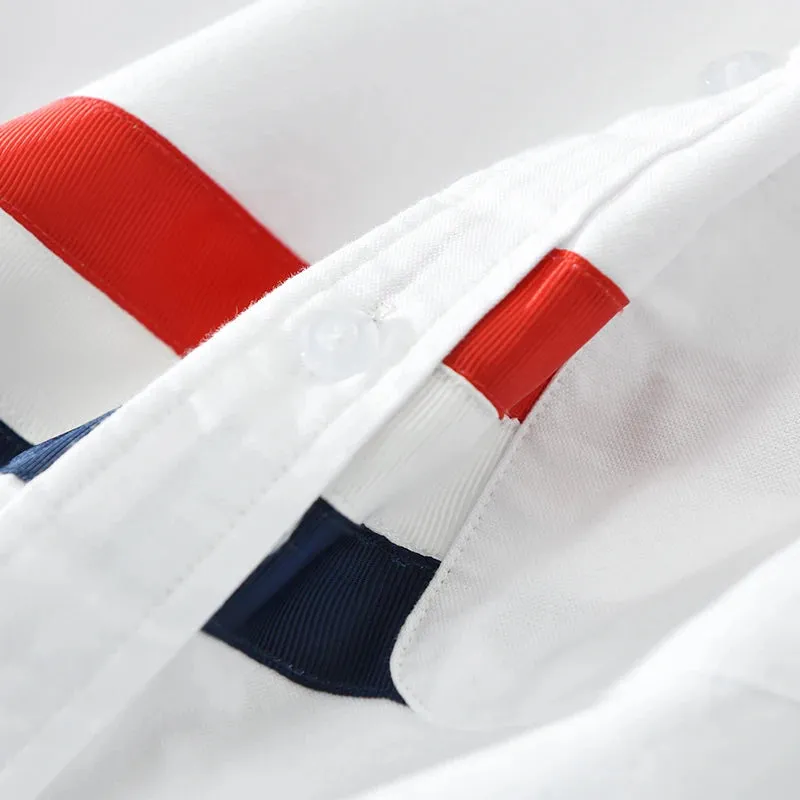 Men's Long Sleeve Button Down Striped Patchwork Shirt