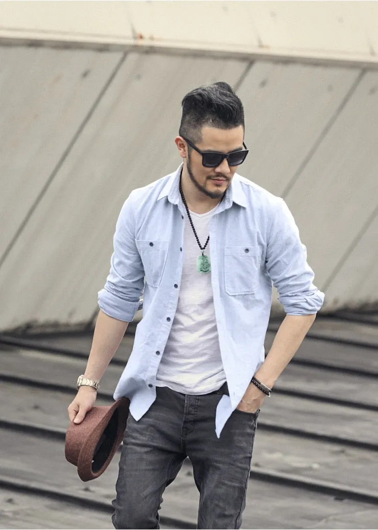 Men's Spring Long Sleeved Oxford Shirt