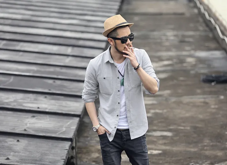 Men's Spring Long Sleeved Oxford Shirt