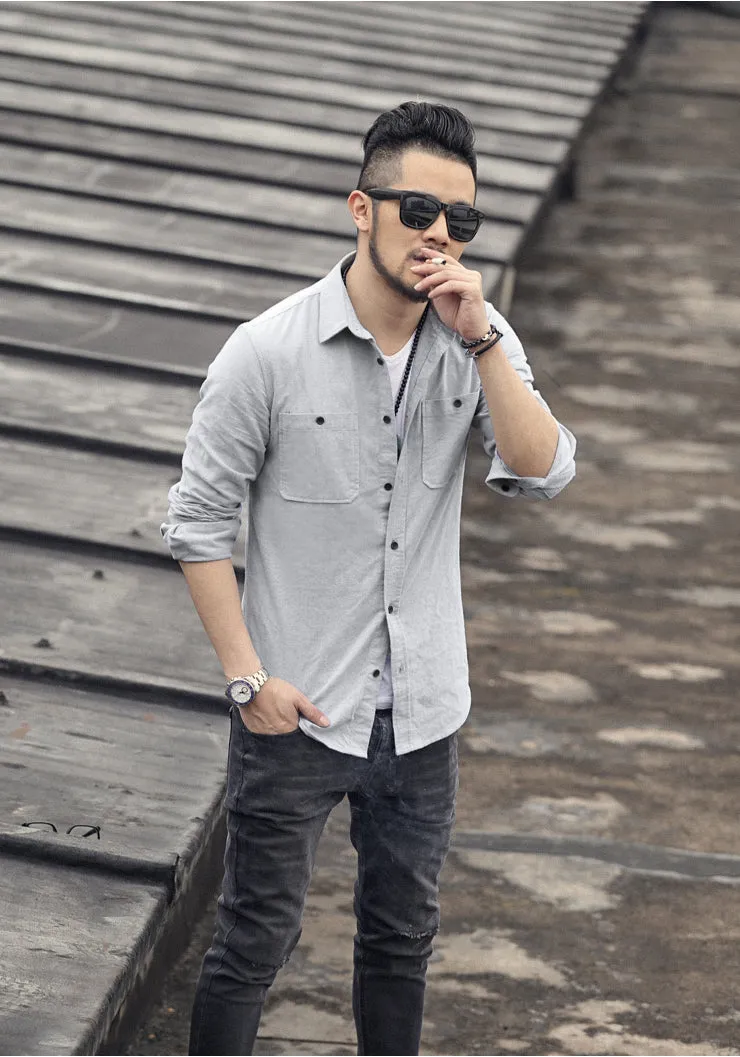 Men's Spring Long Sleeved Oxford Shirt