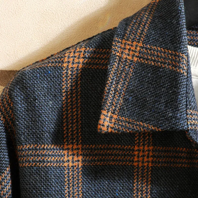 Men's Spring/Autumn Casual Long-Sleeved Shirt With Plaid Pattern