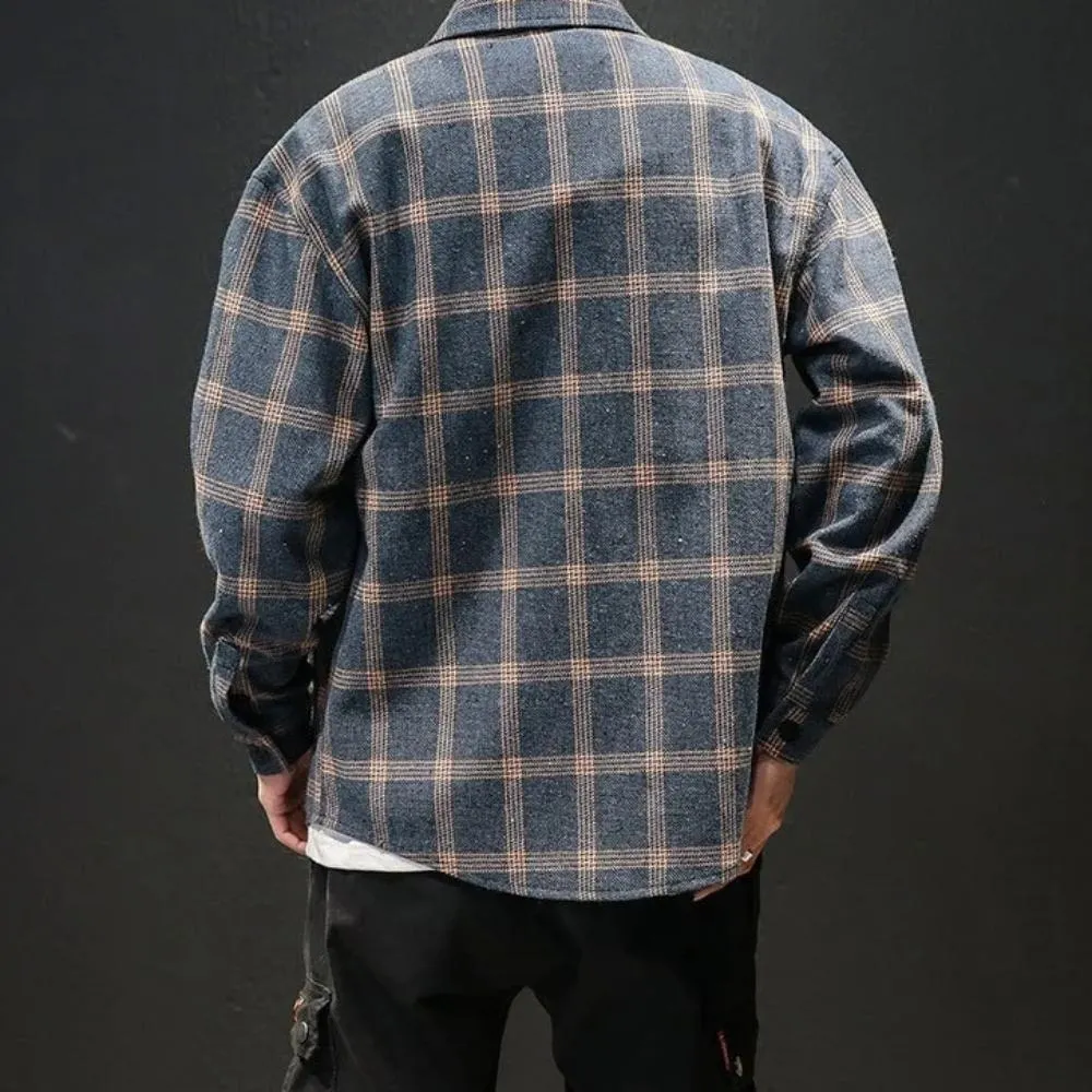 Men's Spring/Autumn Casual Long-Sleeved Shirt With Plaid Pattern