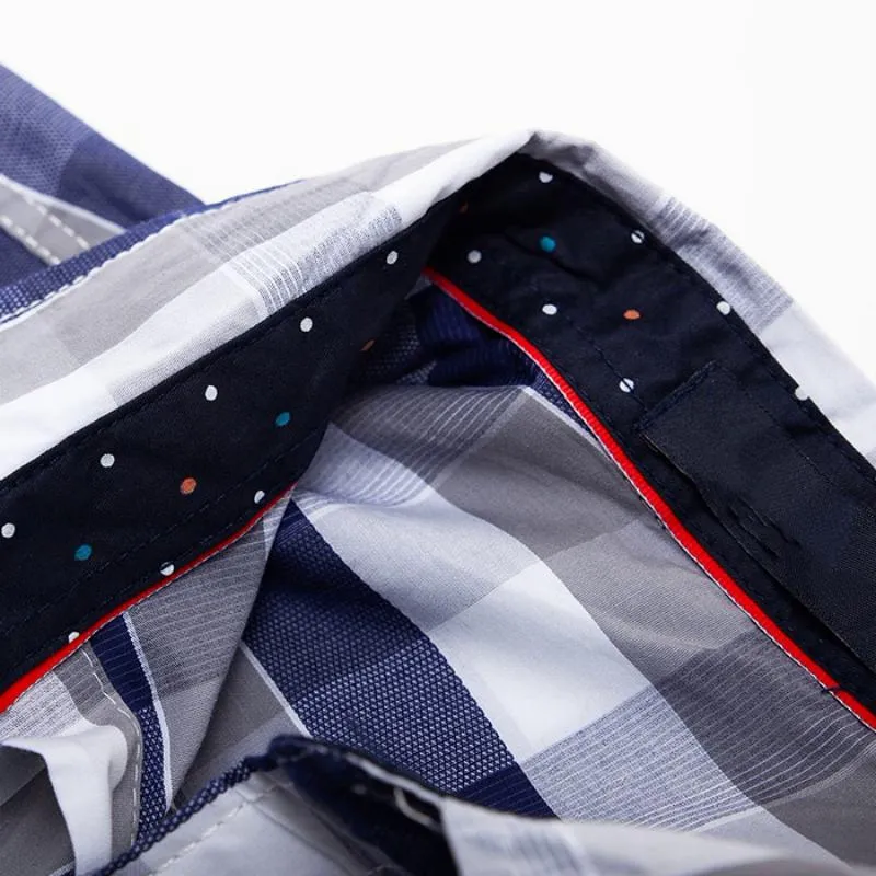 Men's Summer Casual Cotton Plaid Long Sleeved Shirt