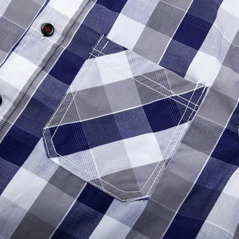 Men's Summer Casual Cotton Plaid Long Sleeved Shirt