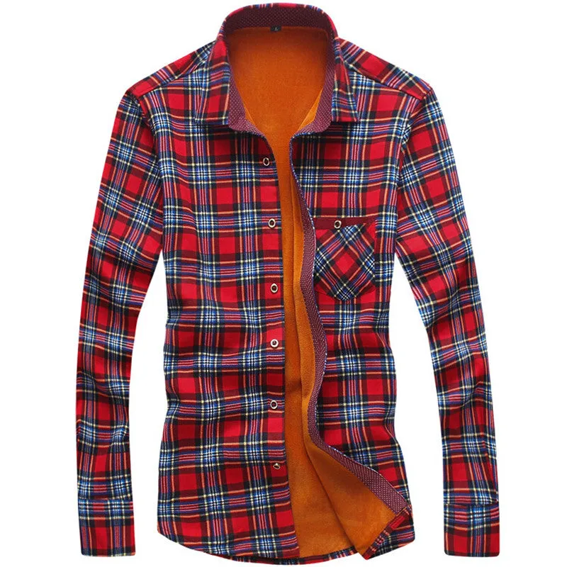 Men's Winter Flannel Shirt With Plaid