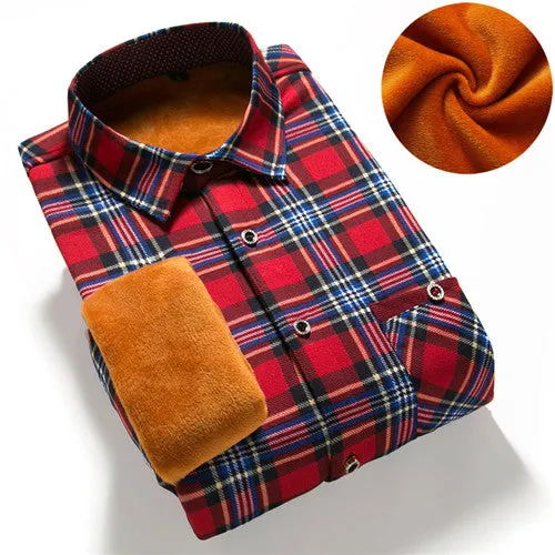 Men's Winter Flannel Shirt With Plaid