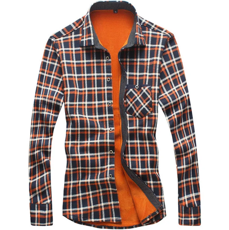 Men's Winter Flannel Shirt With Plaid