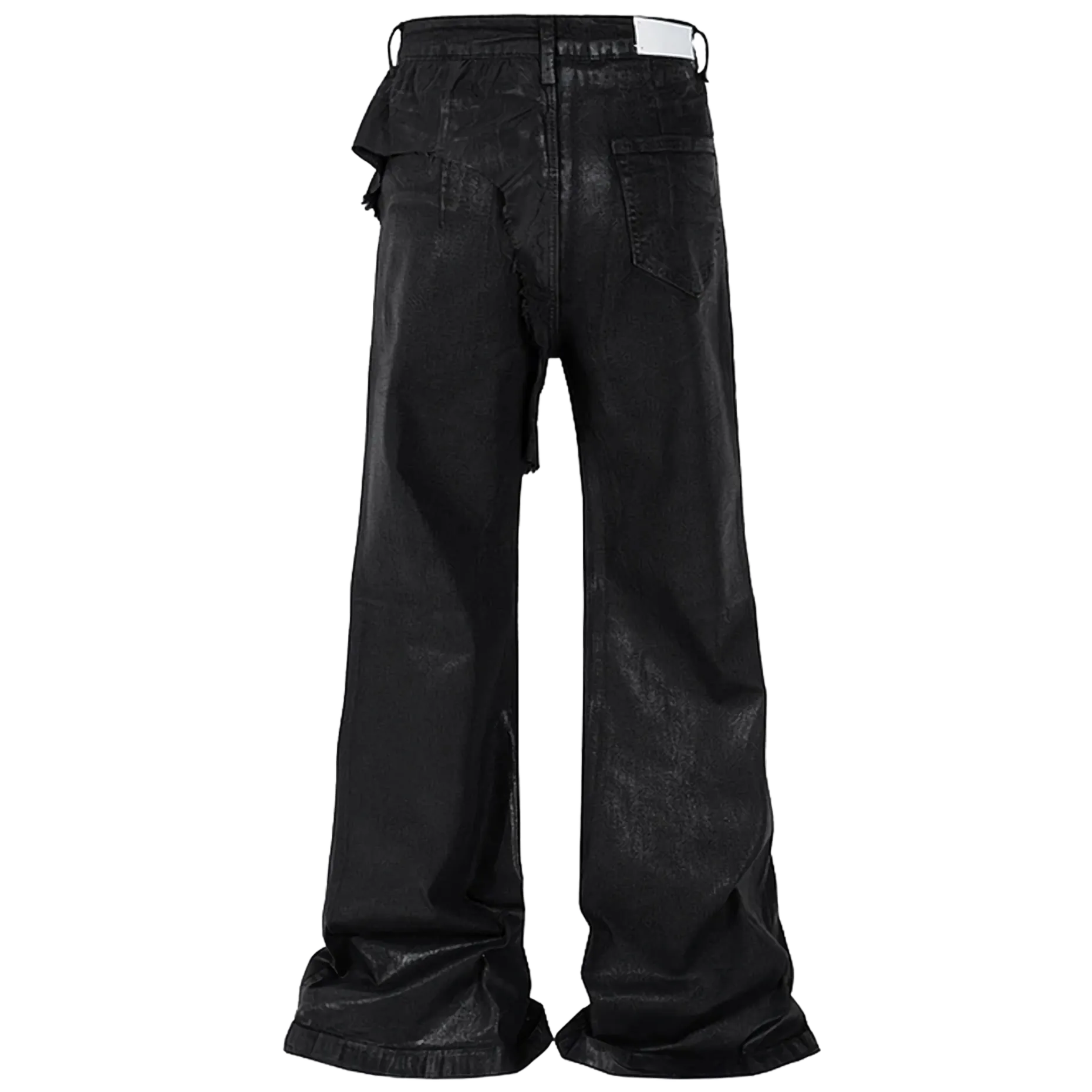 'Noir' Flared Leg Waxed Denim Jeans