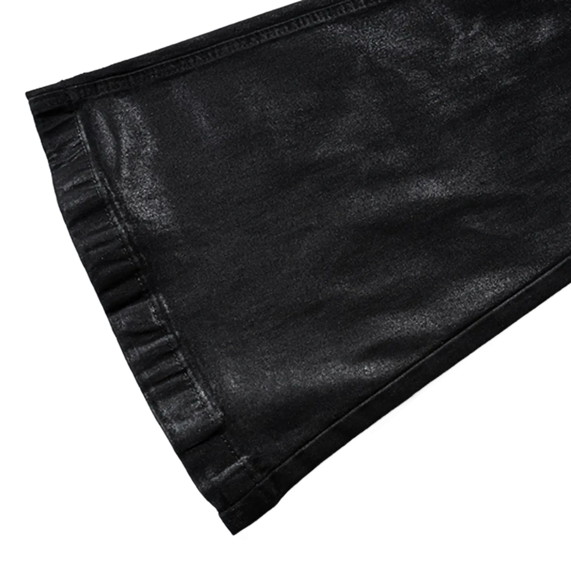 'Noir' Flared Leg Waxed Denim Jeans