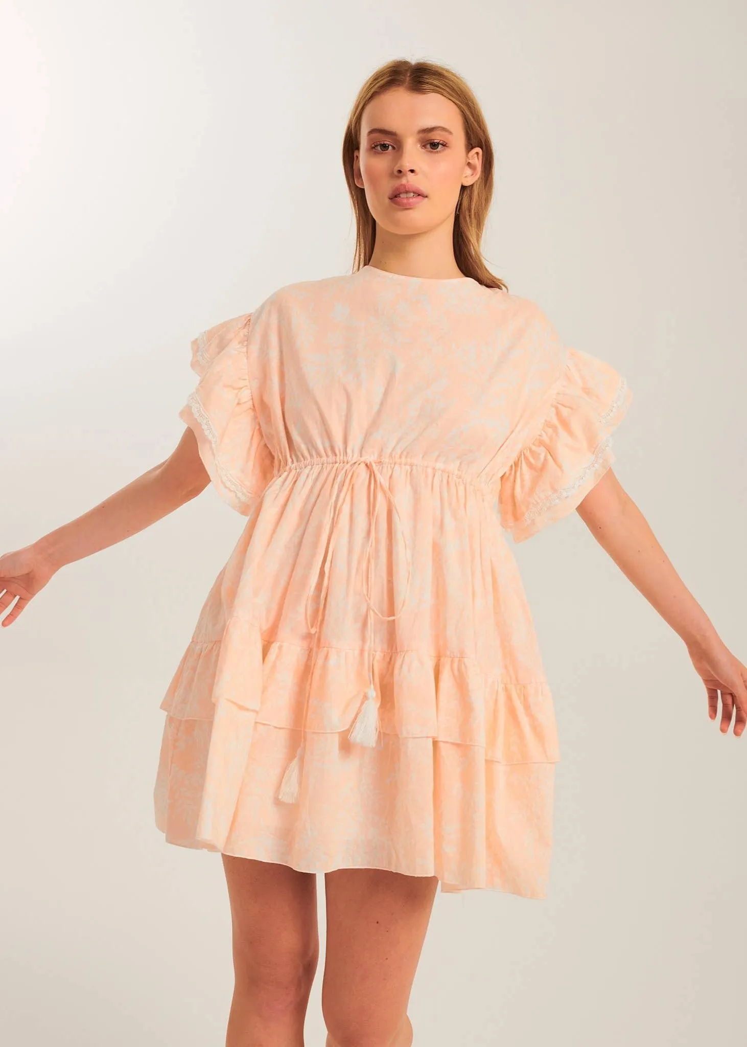 Peach Meadows Floral Mini Dress