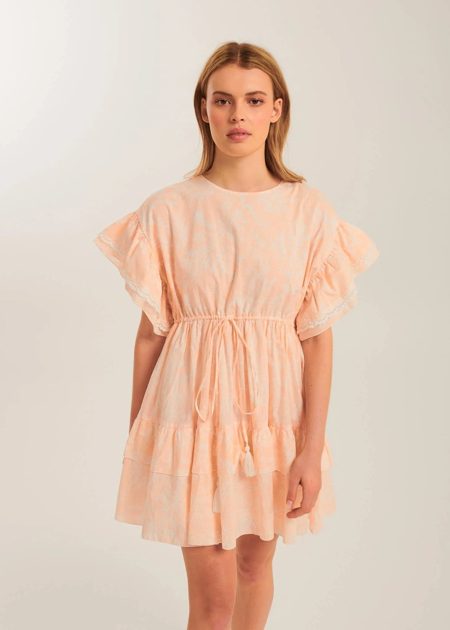 Peach Meadows Floral Mini Dress