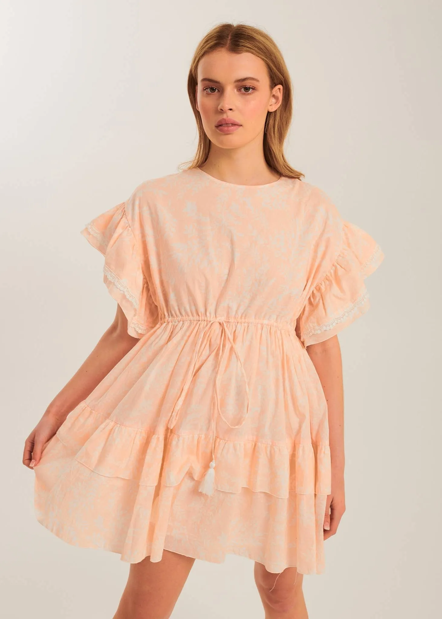 Peach Meadows Floral Mini Dress