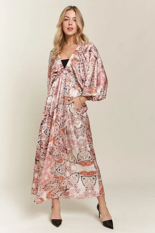 Printed Batwing Sleeve Dress