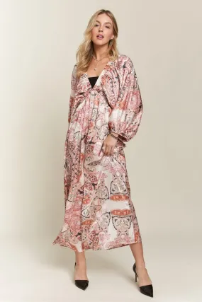 Printed Batwing Sleeve Dress