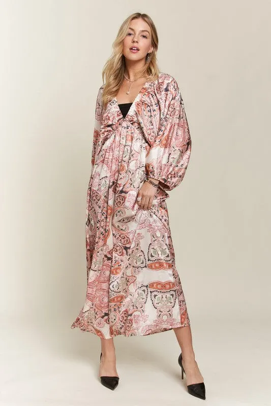 Printed Batwing Sleeve Dress