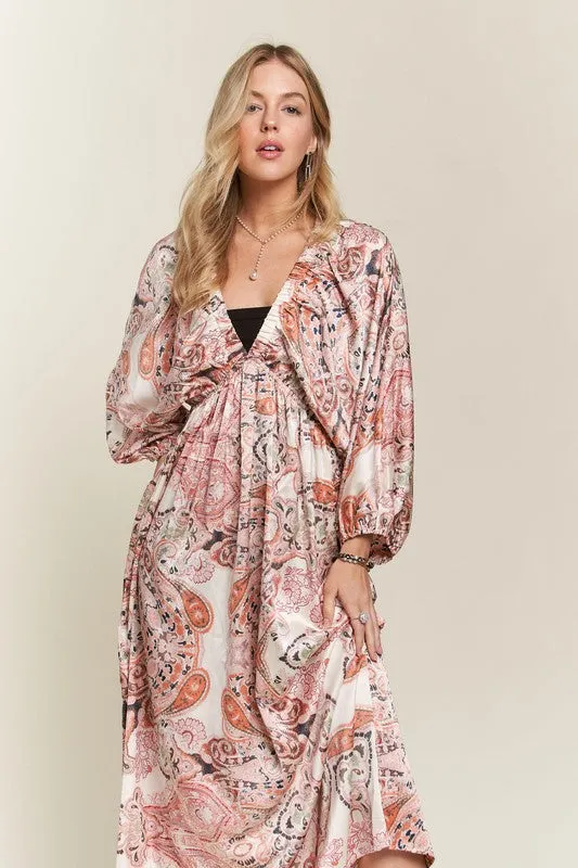 Printed Batwing Sleeve Dress