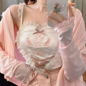 Purpdrank - New Harajuku Kawaii Bustier Tank Top Women Pink Lolita Corset Tops Indie Aesthetic Alternative Korean Fashion Casual Clothes