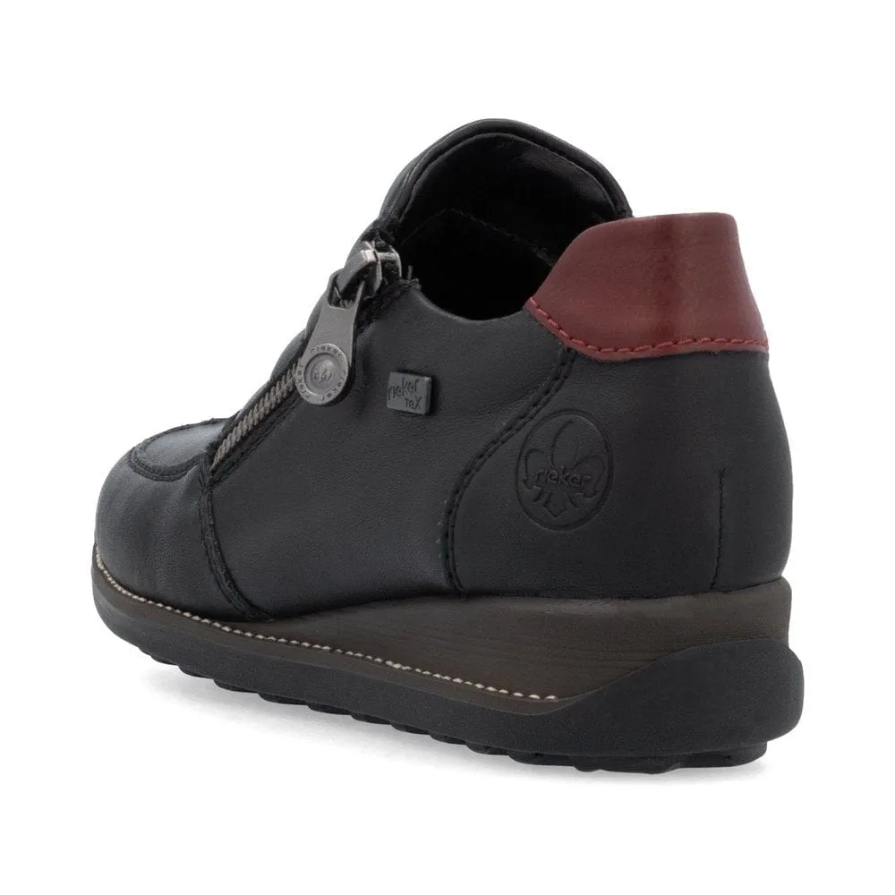 Rieker Women's Dual Zip Dress Boots- Black/ Wine