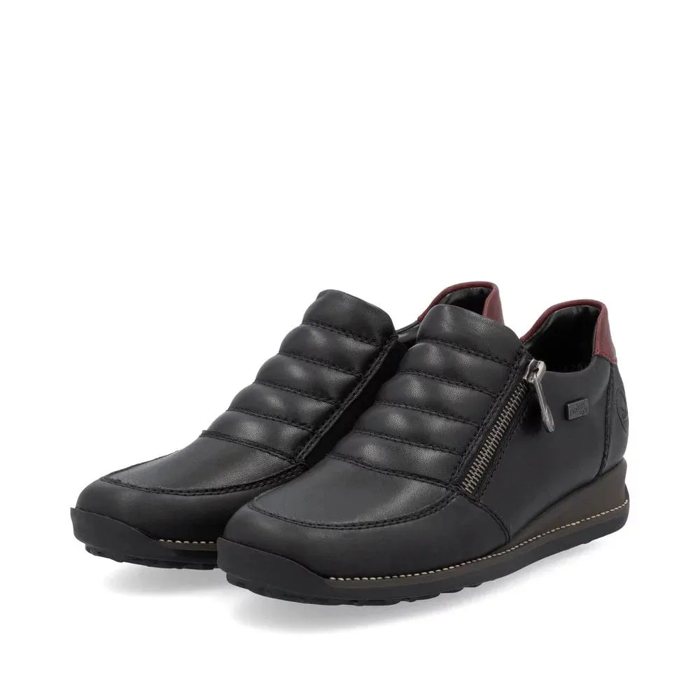 Rieker Women's Dual Zip Dress Boots- Black/ Wine