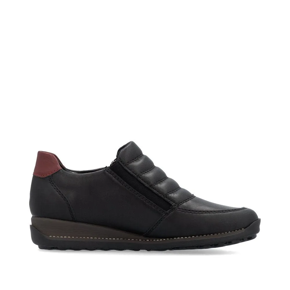 Rieker Women's Dual Zip Dress Boots- Black/ Wine