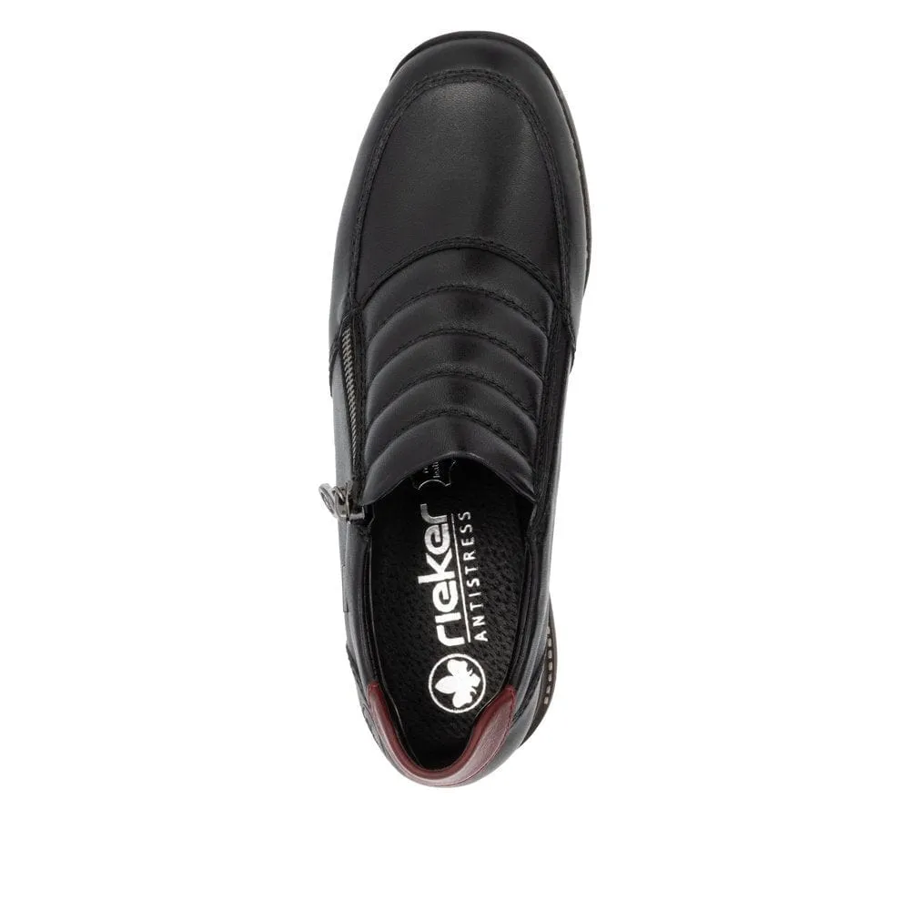 Rieker Women's Dual Zip Dress Boots- Black/ Wine