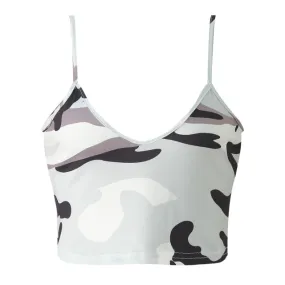 Sexy Club Women Summer Crop Top Camis Black Sleeveless Human Skeleton Skull Hand Printed Tights Vest