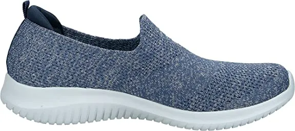 Skechers Ultra Flex Harmonious Navy Round Toe Knit Mesh Pull On Low Top Sneakers