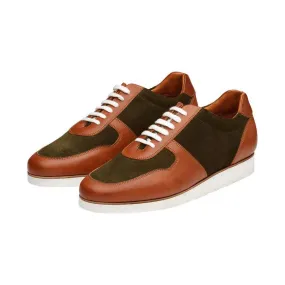 Tan   Khaki Suede Combination Sporty Sneakers