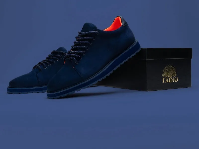 Tayon Men's Blue Suede lace-up Oxford Sneaker Casual Shoes