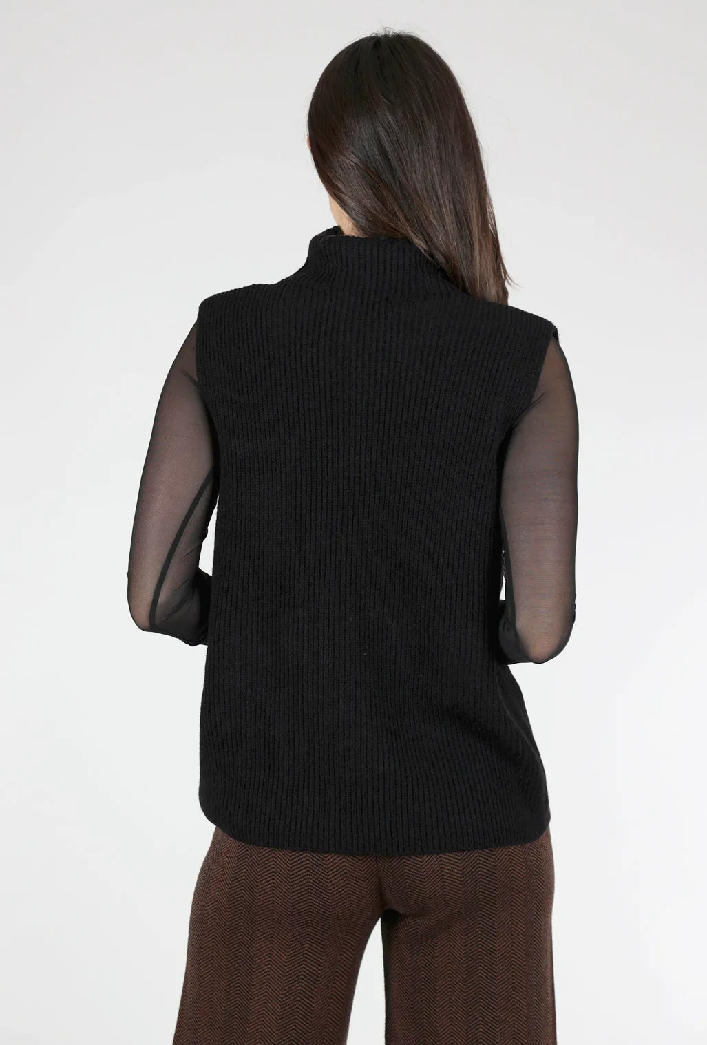 Turtleneck Pocket Vest, Black