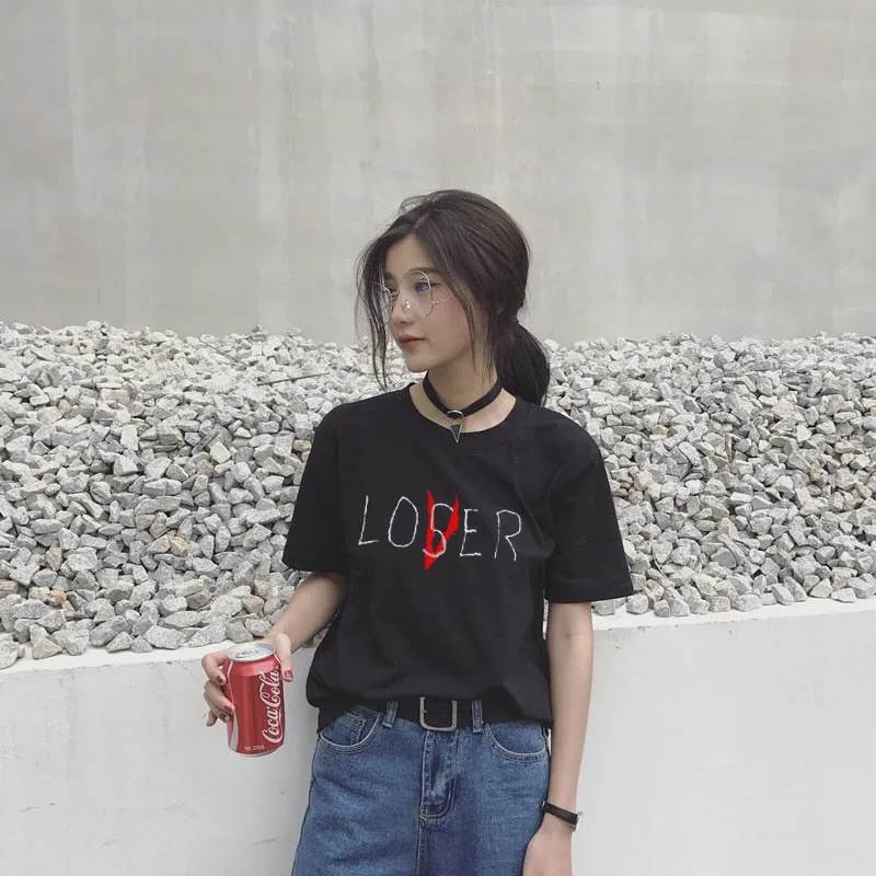 VenusFox Casual  Short Sleeve Loser Lover T-Shirt