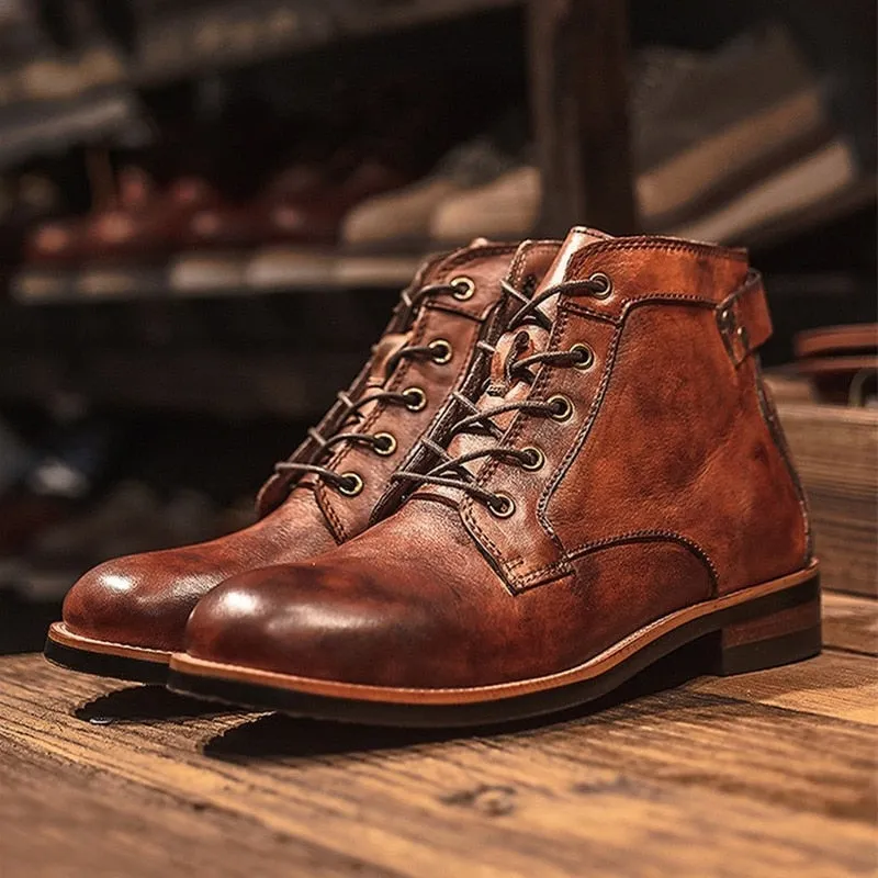 West Louis™ Leather High Comfortable Retro Cowboy Boots
