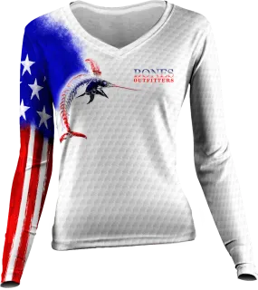 Womens Billfish Stars & Stripes Long Sleeve