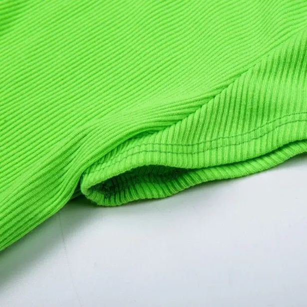 Women's Summer Casual O-Neck Ribbed Crop Top