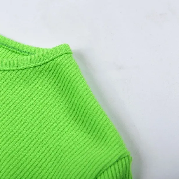 Women's Summer Casual O-Neck Ribbed Crop Top
