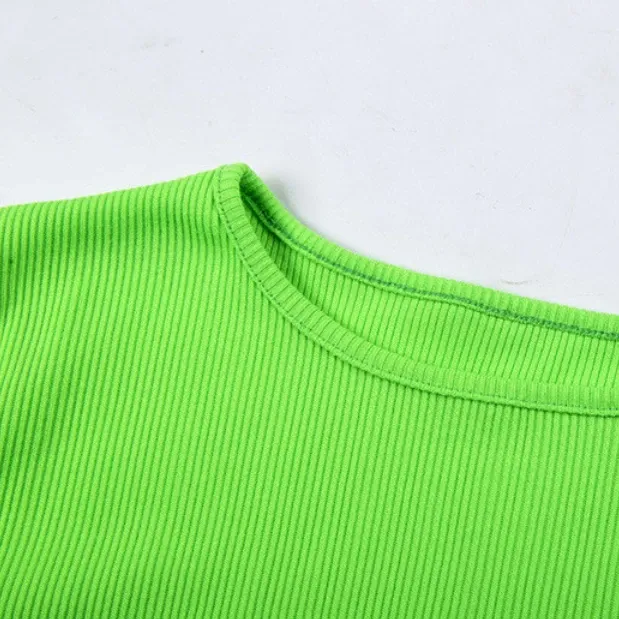 Women's Summer Casual O-Neck Ribbed Crop Top