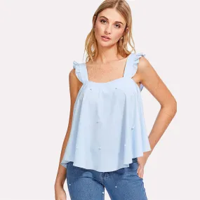 Women's Summer Top With Pearl Beading