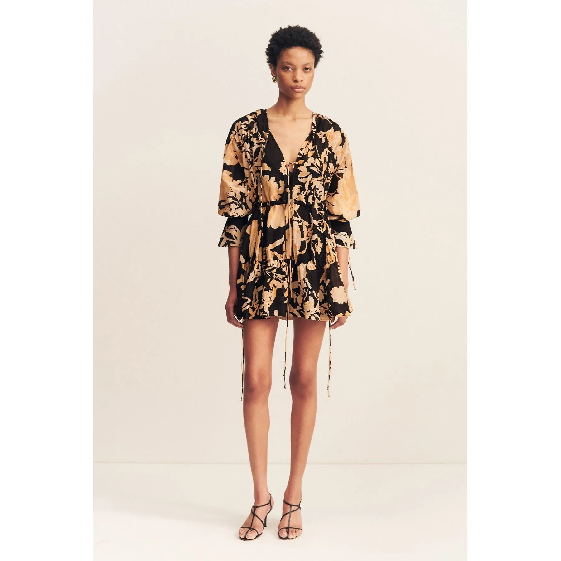 Xenia Tiered Drawstring Mini Dress