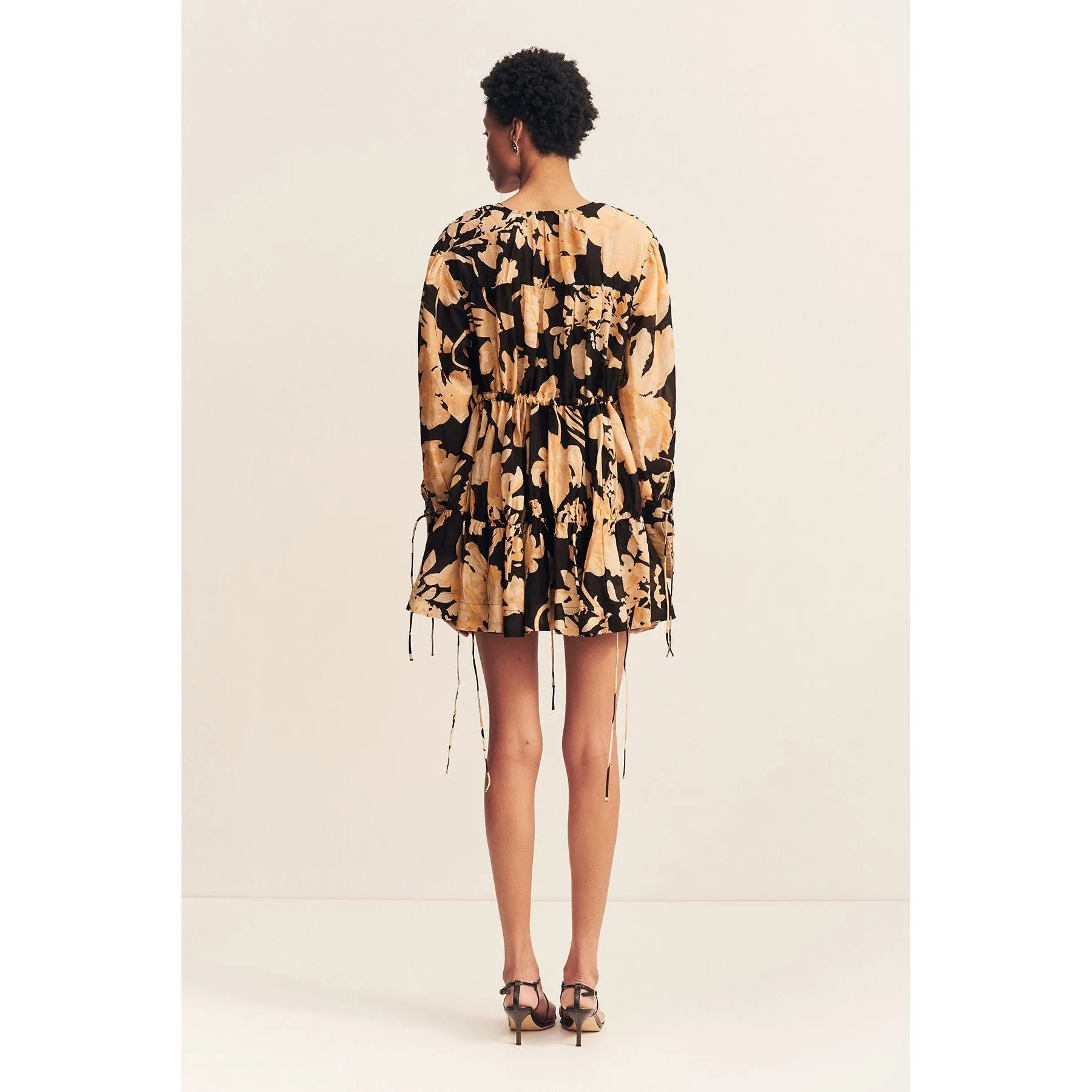 Xenia Tiered Drawstring Mini Dress