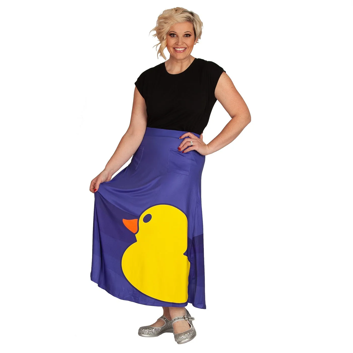 Yellow Ducky Maxi Skirt With Pockets
